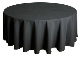 8 Seater Round Catering Table with Lycra Black Frill Cover (4ft Diameter)